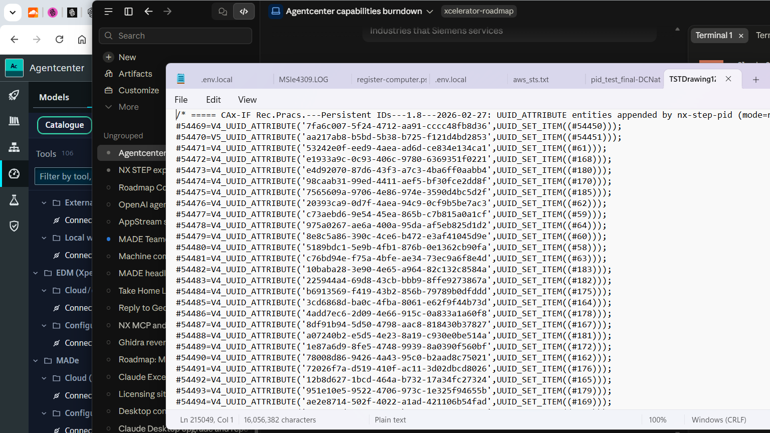 Notepad showing the appended V4_UUID_ATTRIBUTE records