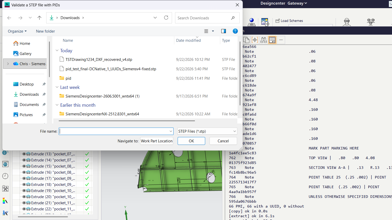 NX file box for Validate a STEP file